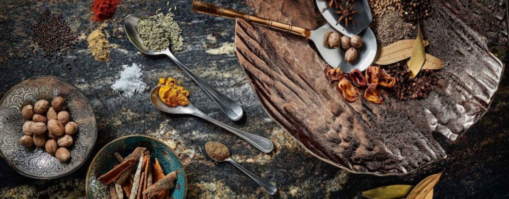 Spices on a rustic table